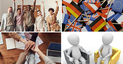 People and country flags.